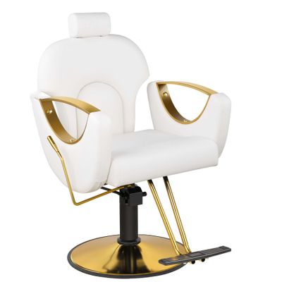 Adjustable Barber Chair for Hair Salon, 360° Swivel Reclining Chair, White
