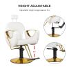 Adjustable Barber Chair for Hair Salon, 360° Swivel Reclining Chair, White view 3