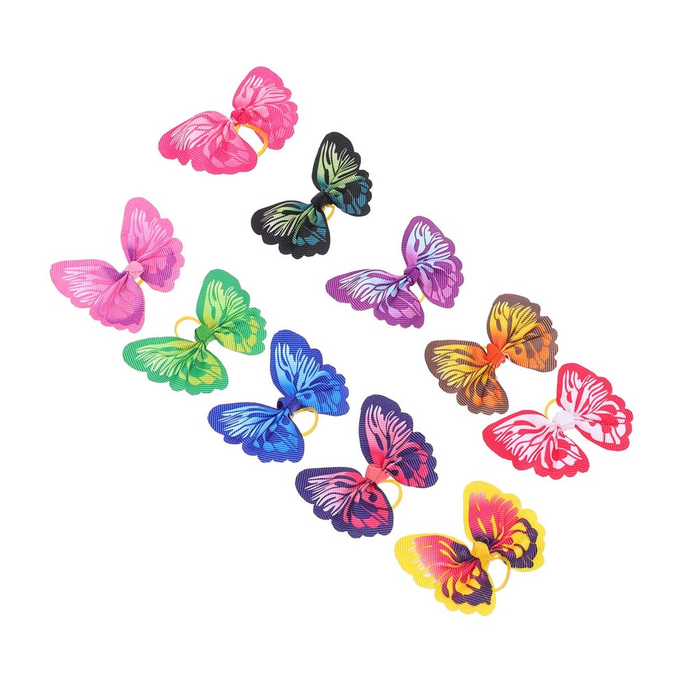 HEMOTON 30-Piece Colorful Pet Hair Bows with Elastic Polyester Bands for Dogs and Cats, Random Colors