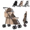 XUANYU Double Pet Stroller for Small Dogs and Cats, Foldable, Beige, 50 x 67 x 95 cm view 1