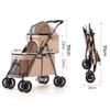 XUANYU Double Pet Stroller for Small Dogs and Cats, Foldable, Beige, 50 x 67 x 95 cm view 2