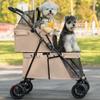 XUANYU Double Pet Stroller for Small Dogs and Cats, Foldable, Beige, 50 x 67 x 95 cm view 3