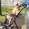 XUANYU Double Pet Stroller for Small Dogs and Cats, Foldable, Beige, 50 x 67 x 95 cm view 4