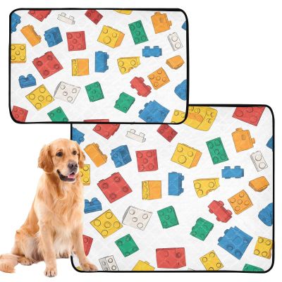 Washable, Non-Slip Cat Blanket for Indoor Use, 50.8 x 61 cm, Colorful Building-Block Pattern, 3-Pack
