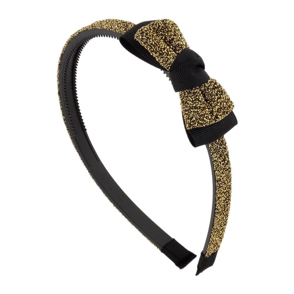 Righe e Pois Girls’ Double-Bow Lurex/Canet Headband, Gold