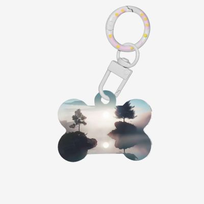 Pet Go ID Tags, Floating Tree, Personalized Dog and Cat Tags, Bone-Shaped Acrylic, White, Size M