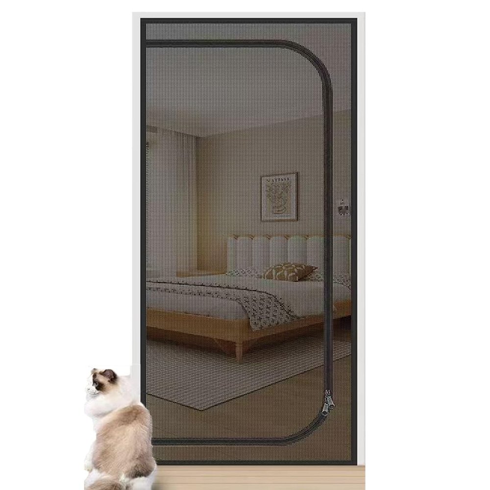 BANTASE Pet Screen Door, 110 x 220 cm, Scratch-Resistant, Escape-Preventing, Hands-Free Mesh, Continuous Zipper (130 x 220 cm)