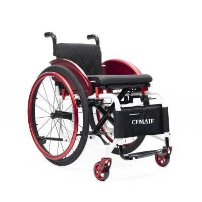 CFMAIF Folding Lightweight Aluminum Wheelchair, Self-Propelled, 38 cm/14.9 in Seat, Red