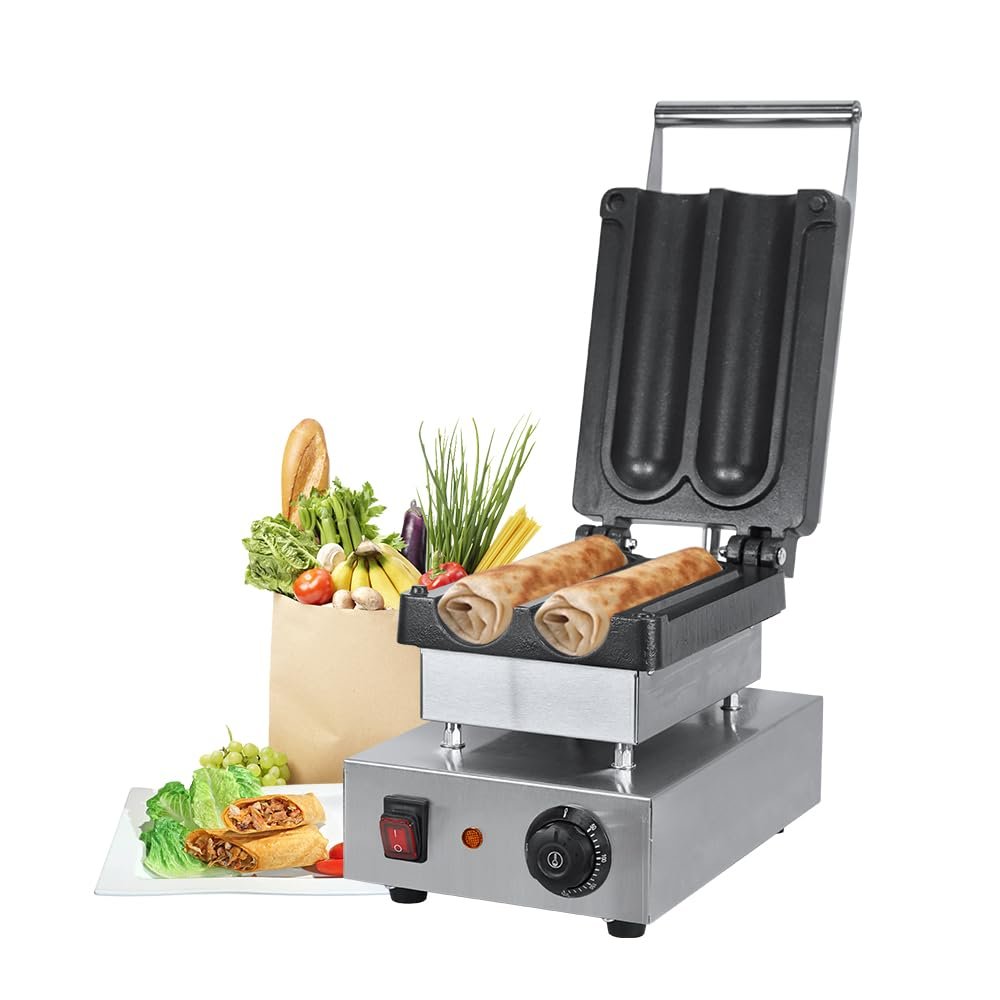 Electric Kebab Wrap Maker with Stainless Steel and Nonstick Plates