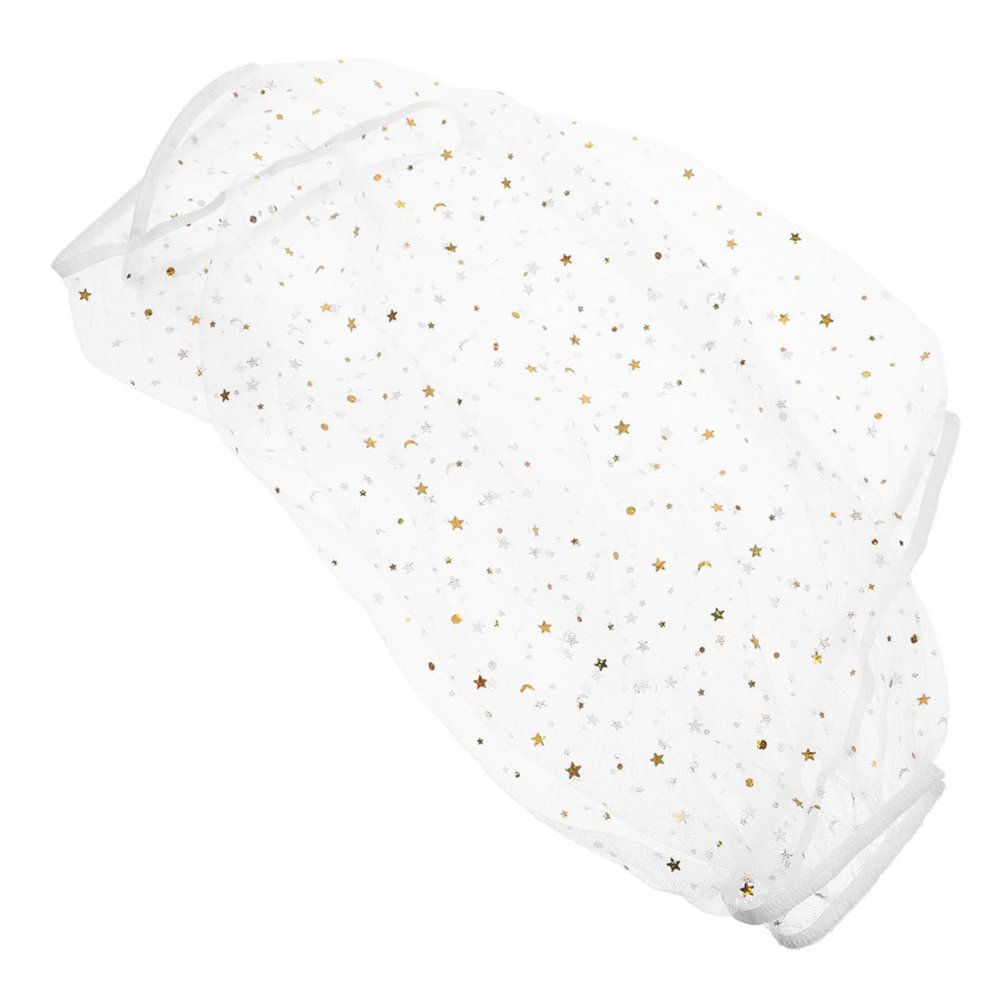 Abaodam Bird Cage Cover, Universal Adjustable Mesh for Parrot Cages, Elastic Protective Skirt, Stars and Moon, White