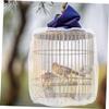 Abaodam Bird Cage Cover, Universal Adjustable Mesh for Parrot Cages, Elastic Protective Skirt, Stars and Moon, White view 4