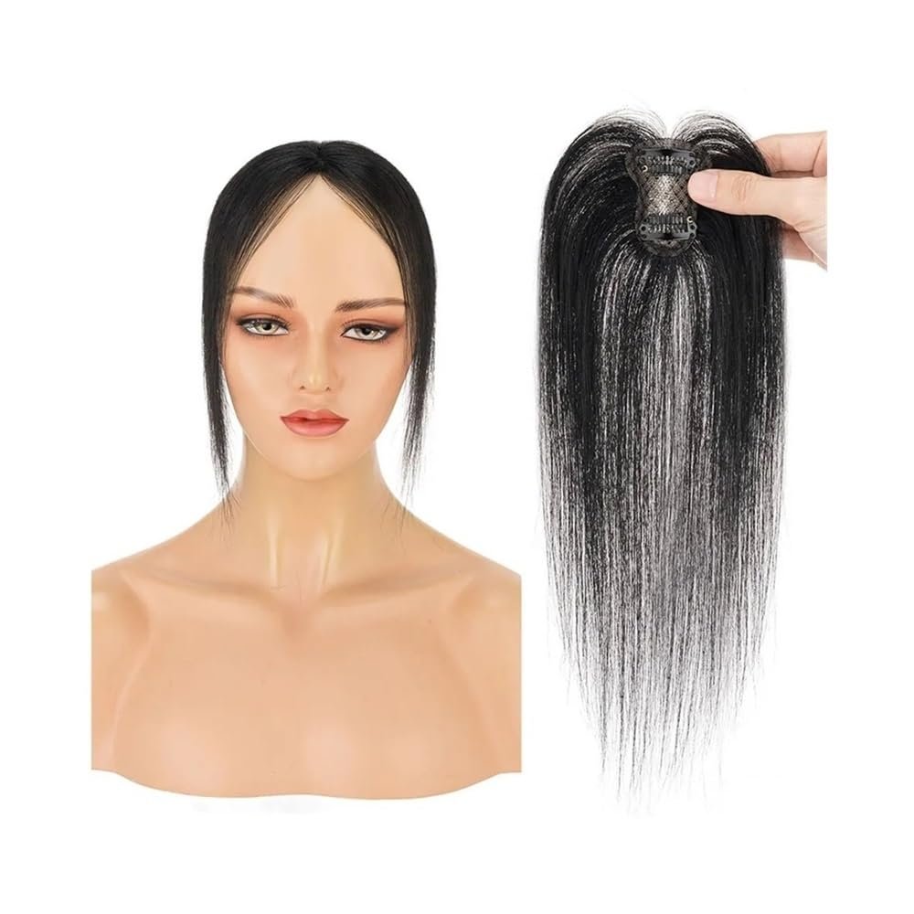 Clip-In Bangs with Middle Part, 100% Human Hair Topper, Jet Black