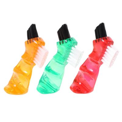 FRCOLOR 15-Piece Portable Denture Cleaning Brush Set, Double-Sided Multifunctional Mini Brushes, Red, Orange and Green