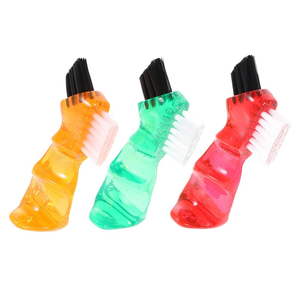 FRCOLOR 15-Piece Portable Denture Cleaning Brush Set, Double-Sided Multifunctional Mini Brushes, Red, Orange and Green