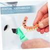 FRCOLOR 15-Piece Portable Denture Cleaning Brush Set, Double-Sided Multifunctional Mini Brushes, Red, Orange and Green view 3