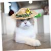 UPKOCH Pet Straw Hat with Sunflower Decor view 4
