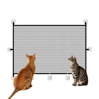 Cat Safety Gate, Pet Barrier, Foldable Net Fence, Lightweight Child-Safe Solution, Ideal for Kittens, Rabbits, Toddlers, Kitchen, Living Room, Gray
