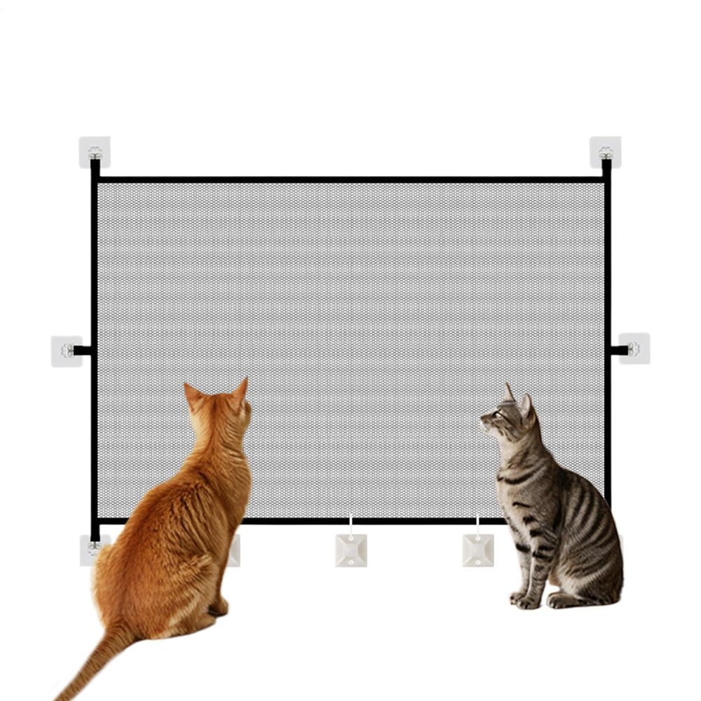 Cat Safety Gate, Pet Barrier, Foldable Net Fence, Lightweight Child-Safe Solution, Ideal for Kittens, Rabbits, Toddlers, Kitchen, Living Room, Gray