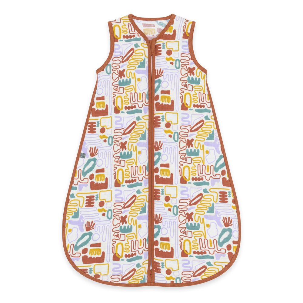 emma & noah Baby Sleep Sack 0.5 TOG, Muslin Summer Sleep Sack, 100% Organic Cotton, OEKO-TEX Certified, Breathable and Lightweight, Newborn Kicking Sack (Colorful Shapes)