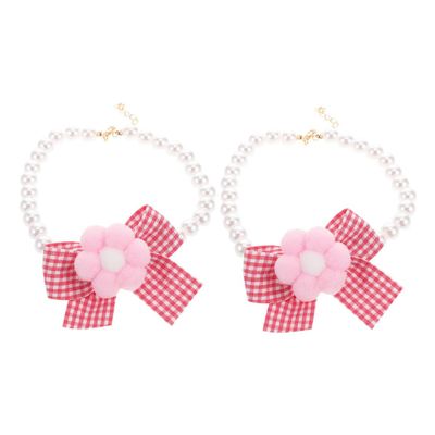 Abaodam 2-Piece Cat Collar Set with Bow and Beads for Small Kittens