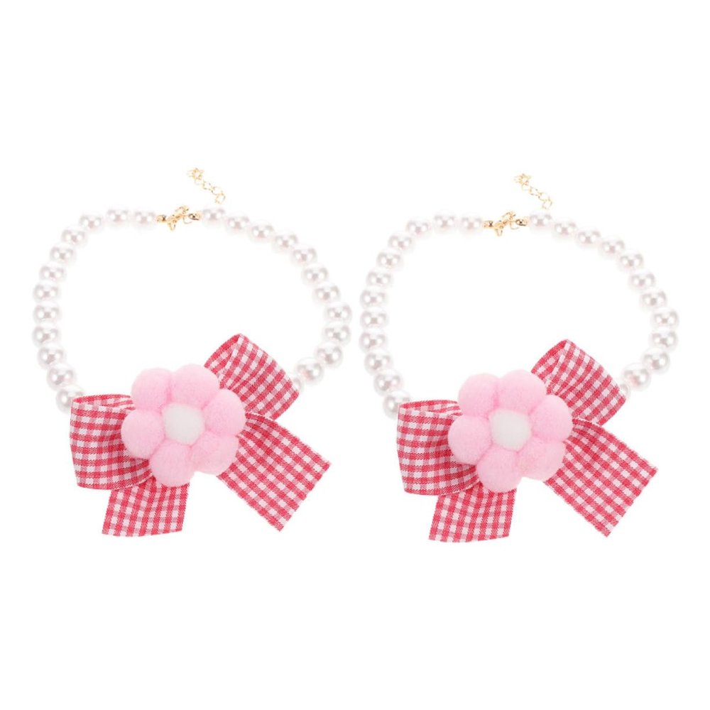 Abaodam 2-Piece Cat Collar Set with Bow and Beads for Small Kittens