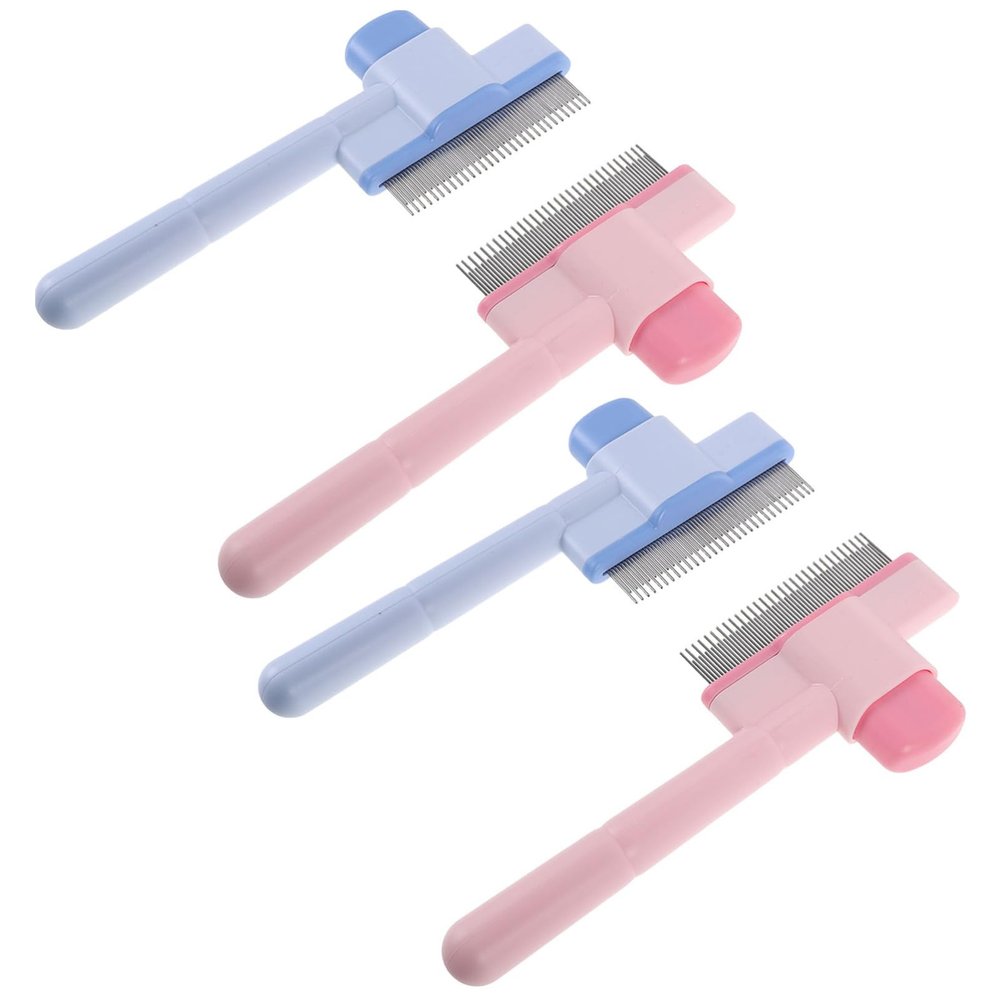 VERDANVERSE 4-Piece Cat and Dog Deshedding Comb, Self-Cleaning Metal Comb with Stainless Steel Teeth