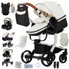 Magic ZC PU Leather 3-in-1 Stroller, Reversible Two-Way Travel System, Foldable Portable One-Click Design, Complete Set (L518 White) view 1