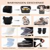 Magic ZC PU Leather 3-in-1 Stroller, Reversible Two-Way Travel System, Foldable Portable One-Click Design, Complete Set (L518 White) view 2