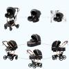 Magic ZC PU Leather 3-in-1 Stroller, Reversible Two-Way Travel System, Foldable Portable One-Click Design, Complete Set (L518 White) view 4
