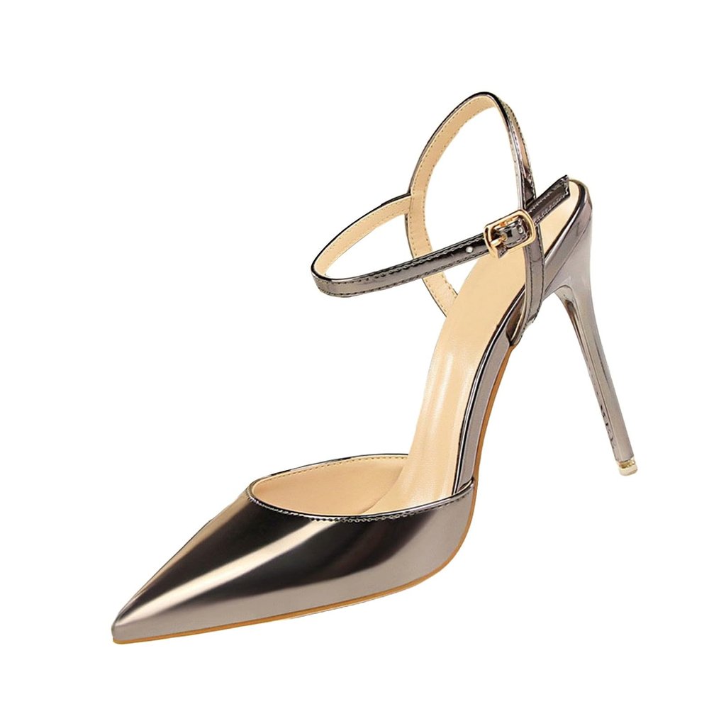 Midnight Style Pointed Stiletto High Heels, One-Strap Sandals, Bronze, EU 37