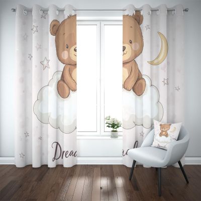 Kioldoq Cartoon Animal Blackout Curtains, 2-Piece Set, Clouds and Moon, 183 x 117 cm
