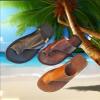 Men's Leather Sandals with Toe Ring and Bunion Correction, Casual Summer Flip-Flops with Square Toe and Fish-Mouth Footbed, for Flat Feet and Plantar Fasciitis (Coffee, EU 47) view 3