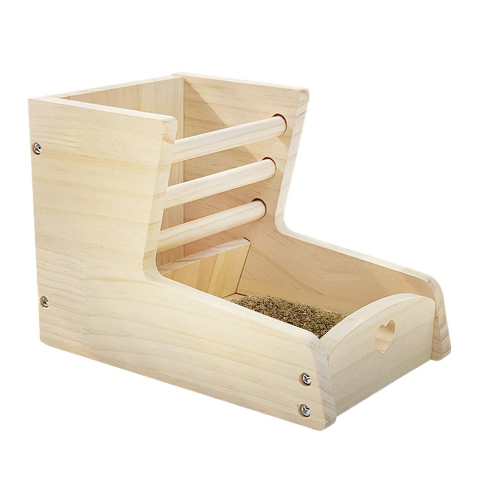 Wooden Dual-Compartment Hay Feeder for Rabbits