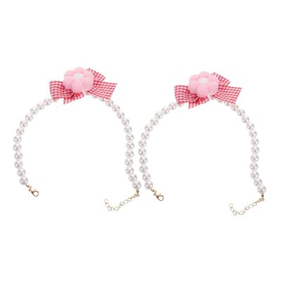 GANAZONO 2-Pack Bow Collar for Cats with Pearls
