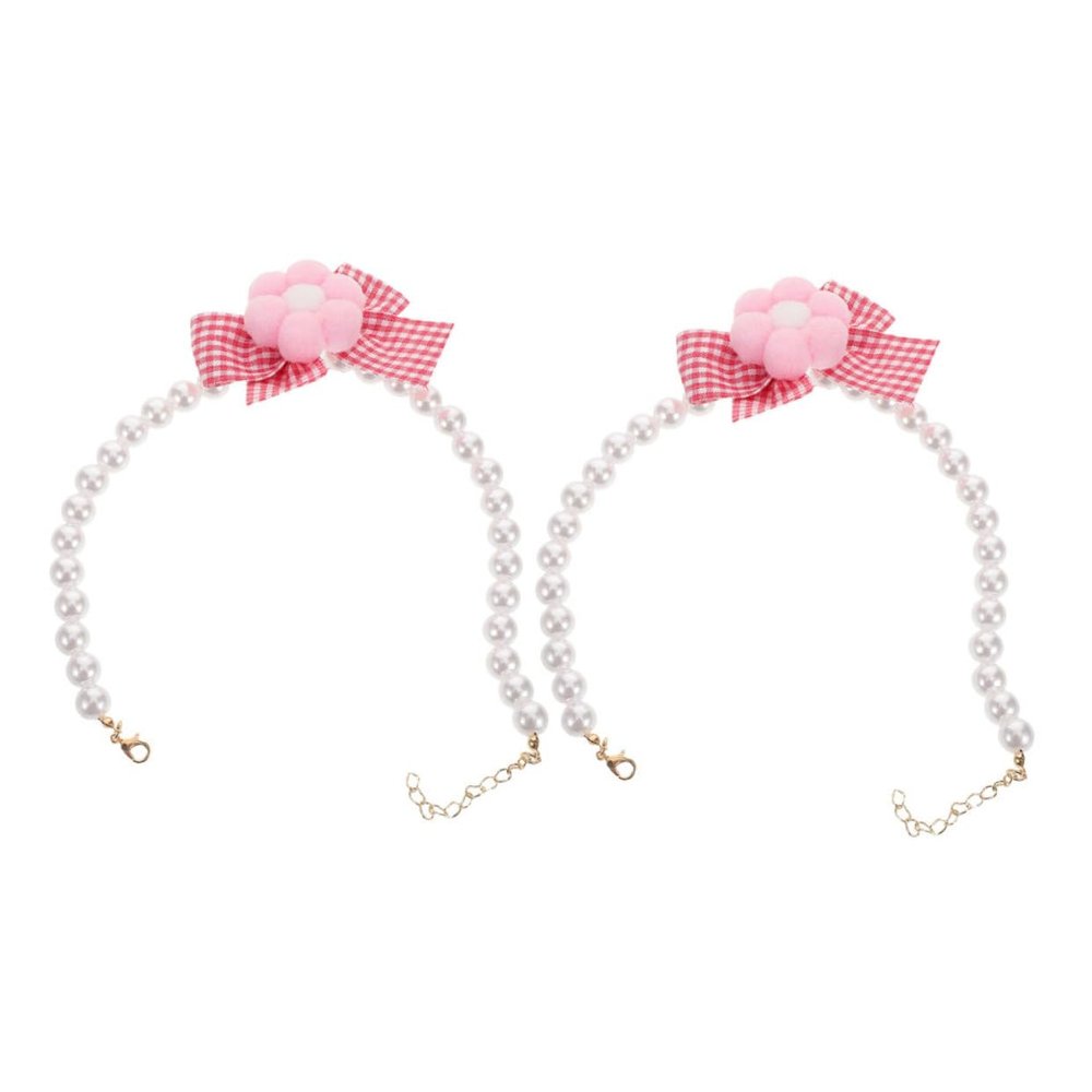 GANAZONO 2-Pack Bow Collar for Cats with Pearls