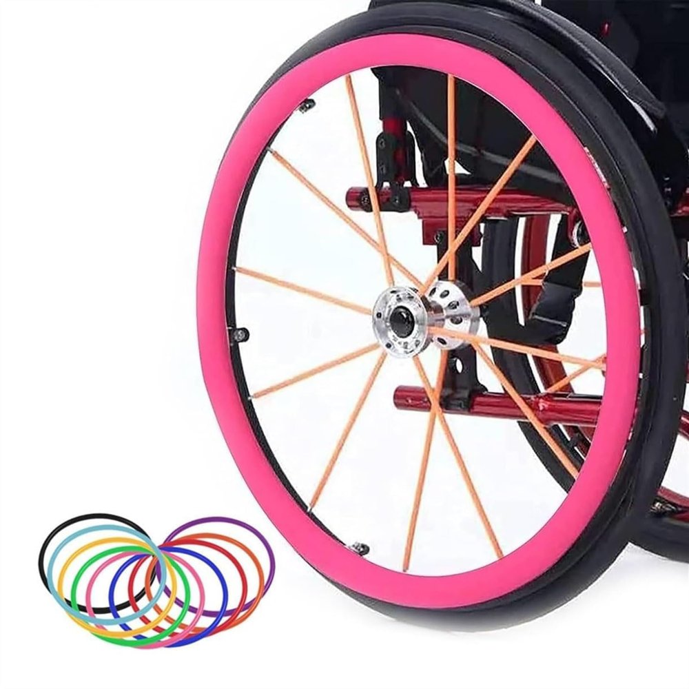 SAYEYBU Silicone Hand Push Rim Covers for Wheelchairs, Pink, 24 in