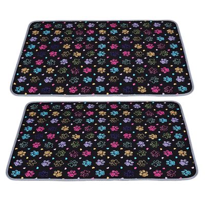 Mateju Reusable Puppy Pads, 2-Pack, Washable Dog Training Pads, Paw Print Black, 60 x 45 cm