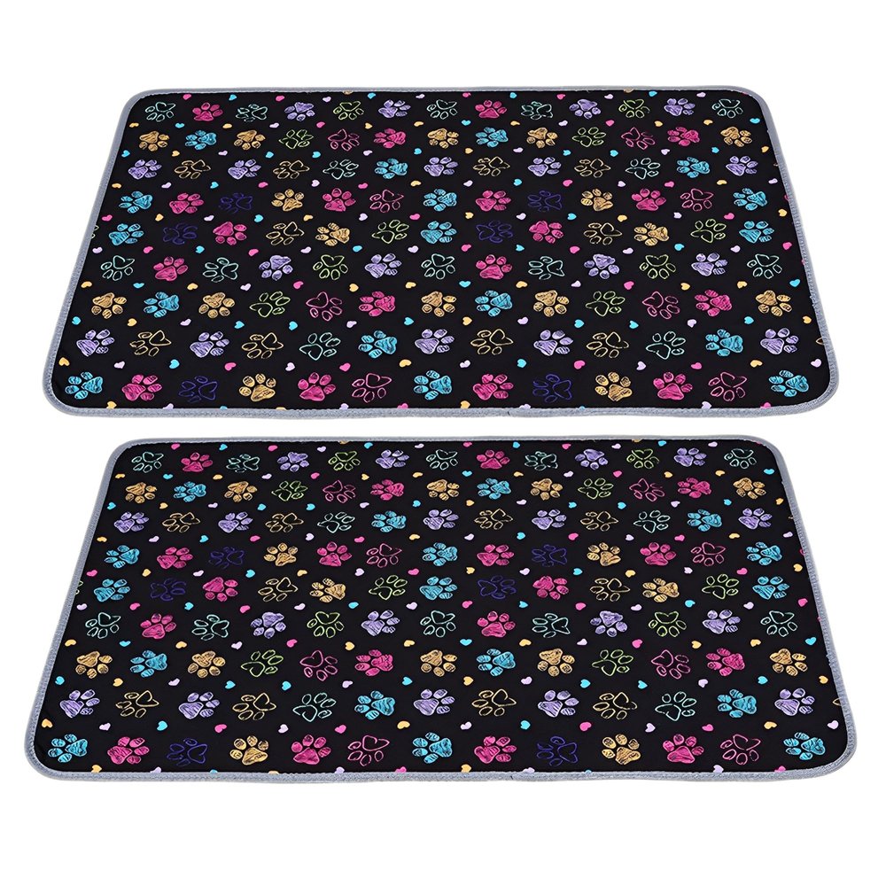 Mateju Reusable Puppy Pads, 2-Pack, Washable Dog Training Pads, Paw Print Black, 60 x 45 cm