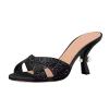 Women's High-Heel Mules with Open Toe and Rhinestones, Slip-On Pumps for Evening Dresses, Parties, Prom and Dancing - Black | 38 view 1