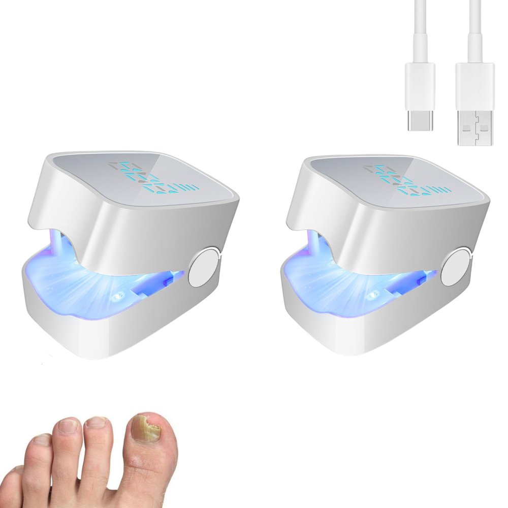 Elitzia Portable Nail Fungus Laser Device, 500 nm Blue Light Therapy, Rechargeable for Home Use, Toenails & Fingernails, 2-Pack ETNL21P