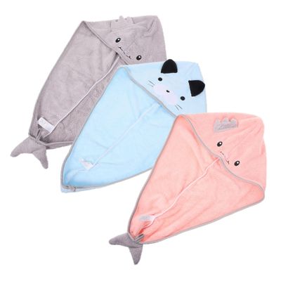 FRCOLOR 3-Piece Hair Towel Wraps with Button for Boys and Girls