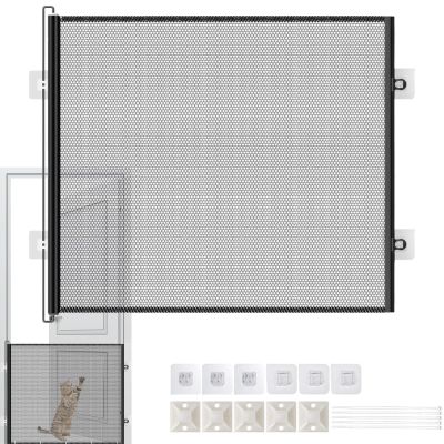 Retractable Dog & Cat Gate, 76 cm High, No-Drill Pet Safety Gate for Terrace, Balcony, Stairs, Hallway, Garden & Bathroom