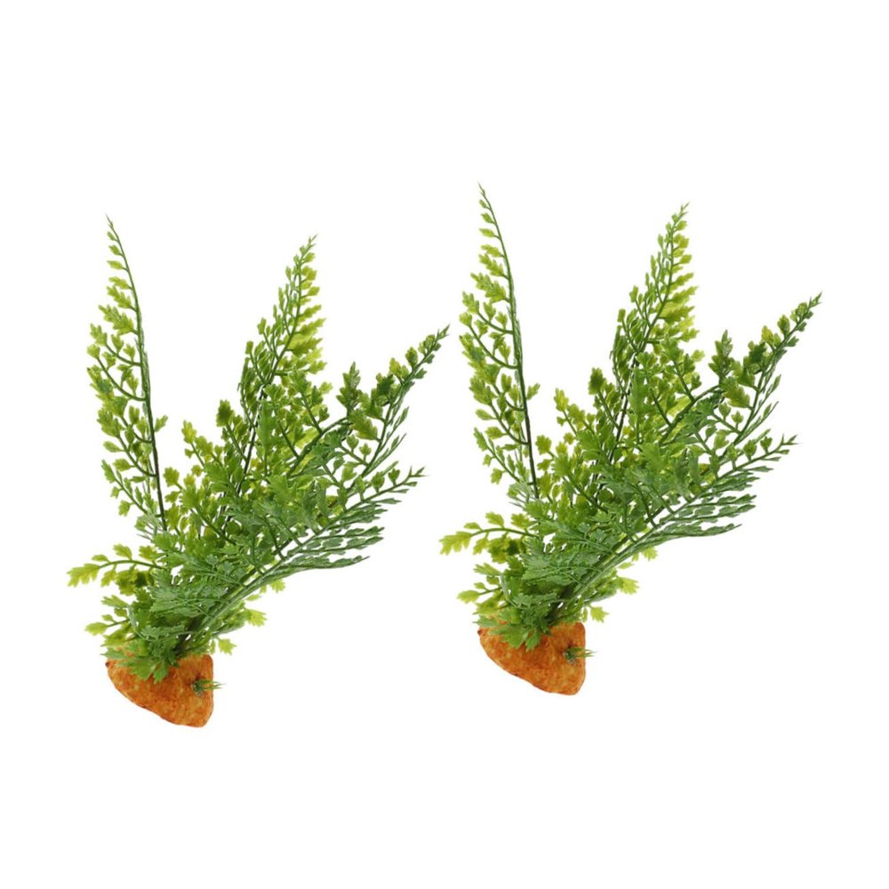 Artificial Reptile Plants for Terrariums, 2-Piece Set, Green Plastic