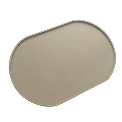 Waterproof Silicone Dog and Cat Feeding Mat, Non-Slip Pet Bowl Mat, Beige, 43 x 29 cm
