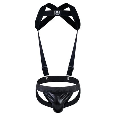 JOCKMAIL Men's Jockstrap with Adjustable Straps, Breathable Double-Strap Underwear for Sports and Clubwear, XL, 257 Black