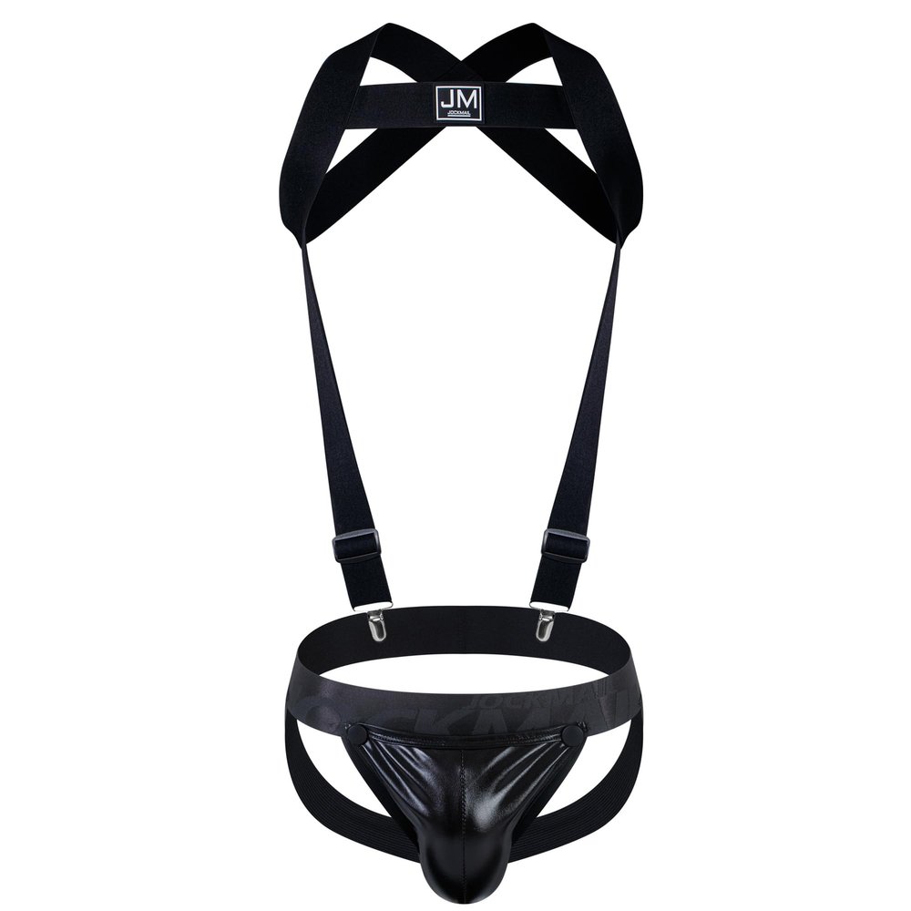 JOCKMAIL Men's Jockstrap with Adjustable Straps, Breathable Double-Strap Underwear for Sports and Clubwear, XL, 257 Black