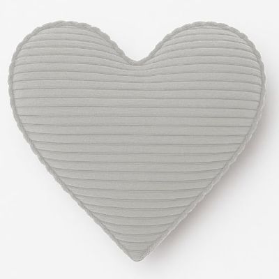 chilly pilley Decorative Corduroy Pillow, Heart, Light Gray