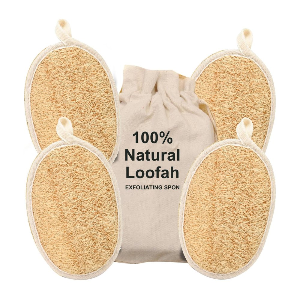 SHYSBV 4-Pack Natural Luffa Body Sponges