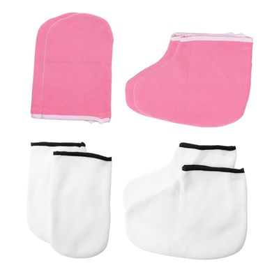 VICASKY 4 Pairs Exfoliating Moisturizing Hand and Foot Mask Gloves, White/Pink