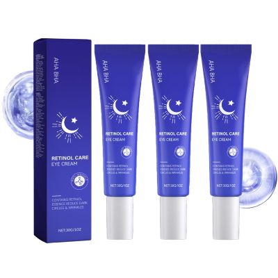 Retinol Eye Cream for Dark Circles and Wrinkles, Moisturizing Under-Eye Treatment to Reduce Puffiness, Eye Bags, and Fine Lines, Anti-Aging Eye Cream (3-Pack)